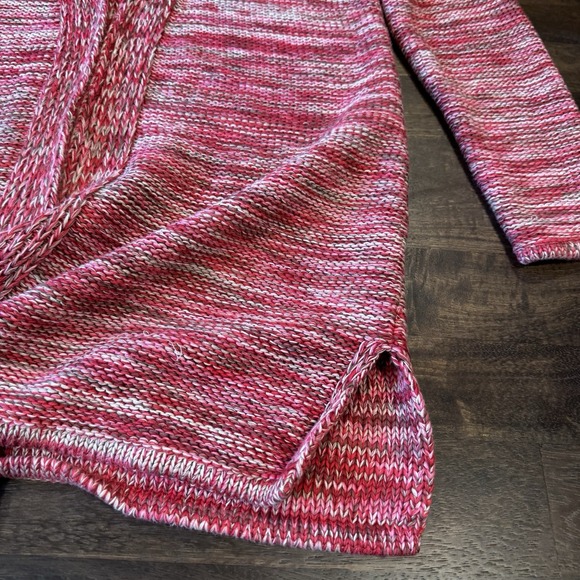 J. Jill Women's Midi Red/Pink/Tan Marled Open Cardigan Med Petite - Picture 6 of 13